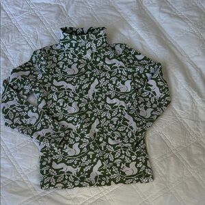 Mini Boden Green and White Floral Turtleneck